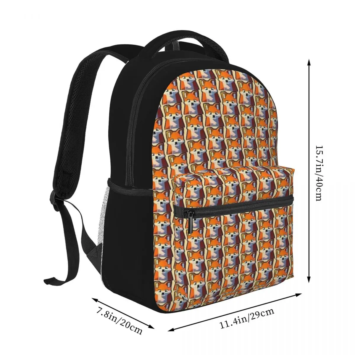 Kitsuneden Geïnspireerd Kubieke Vos Design-Geel Nieuwe Mode Hoge Capaciteit Waterdichte Rugzak Meisjes Jongens Schoolboekentas 16Inch