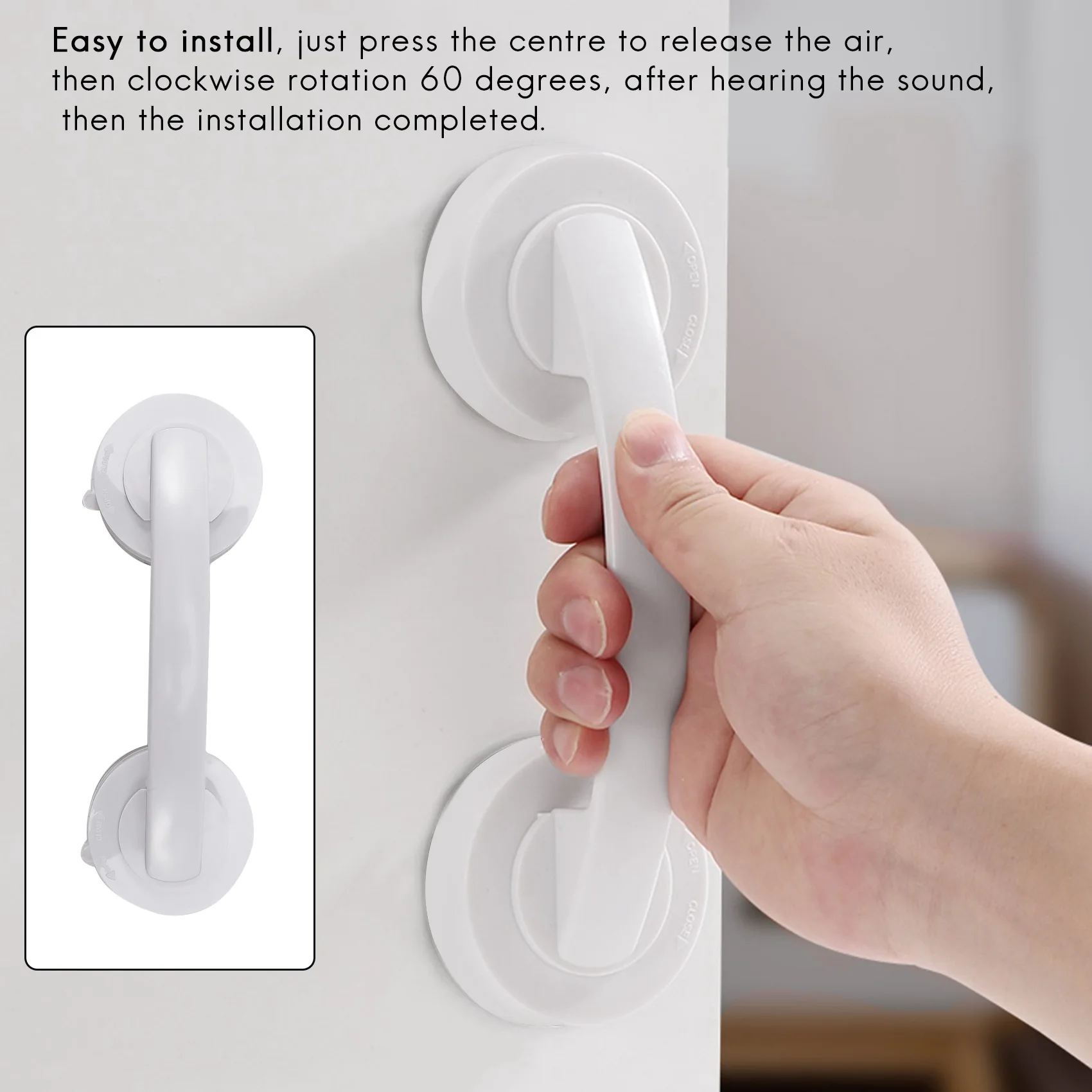 Vacuum Sucker Suction Cup Handrail Bathroom Super Grip Safety Grab Bar Handle for Glass Door Bathroom Elder