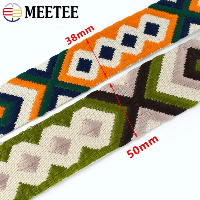 1/2/3/5 Metri 38/50mm Meetee Poliestere Jacquard Tessitura Nastro Zaino Cinghia Nastro Cintura Abbigliamento Rilegatura Fascia Accessorio Per Cucire