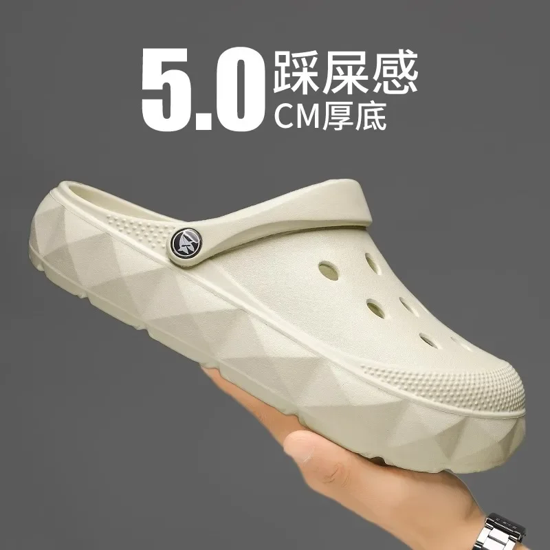 Thick-soled hole shoes men's summer wear non-slip thick-soled bag head slippers