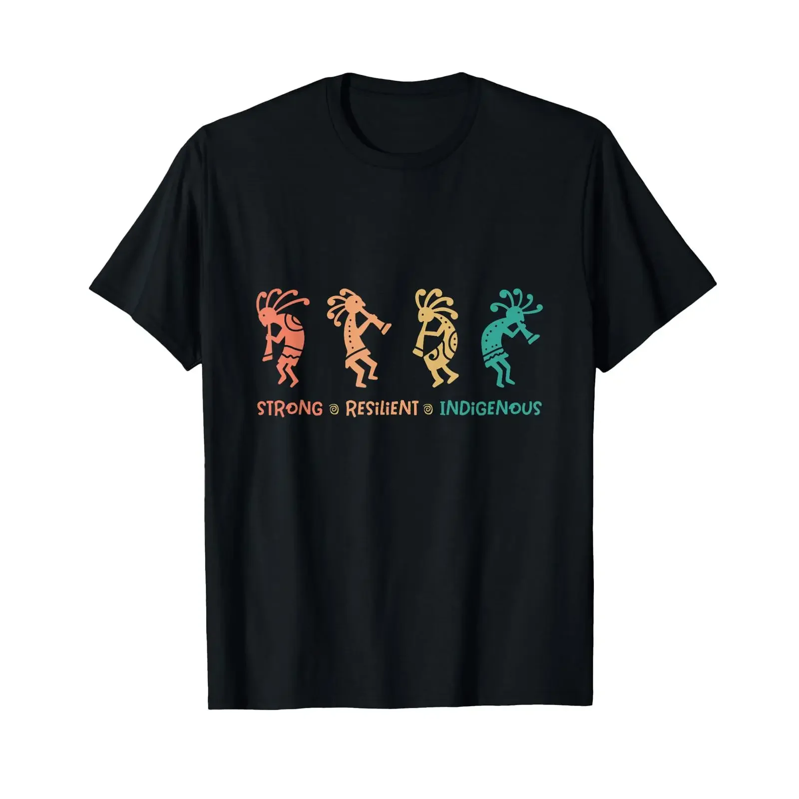Strong Resilient Indigenous Kokopelli T Shirt vintage Washed Stretched Slightly Versatile designer clothes streetwear Unisex
