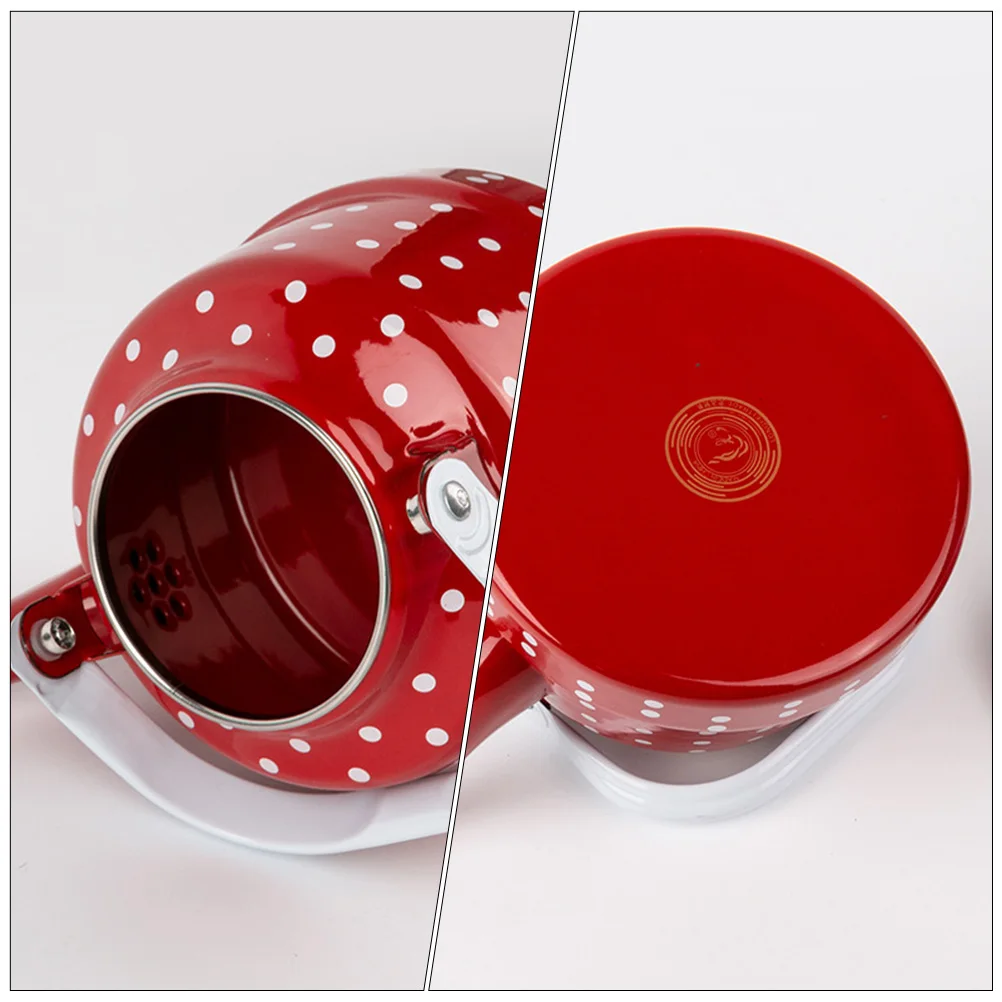 

1pc Dot Coffee Kettle Enamel Water Boiling Pot Household Heating Tea Pot For Gas Stove Induction Cooker Creative Kitchen