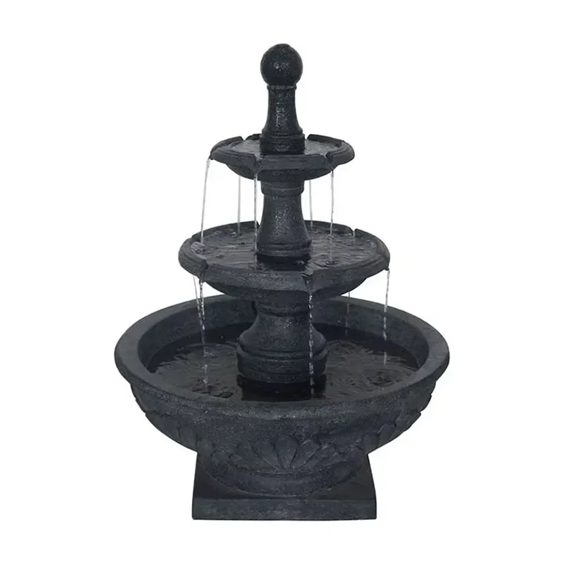 3-Tier Artificial Resin Cascading Fountain-Outdoor Garden Decor Durable & Easy to Move & Clean 66x66x99cm for Patio