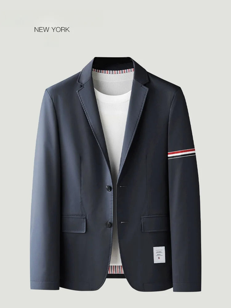 

THOM BEAUN High-End Faion Men's Striped Busin Jaet Casual Suit Coat Sli Urban Long Sve Slim Fit Polyester