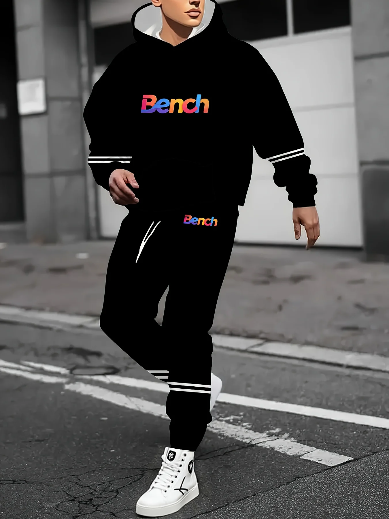 

Осенне-зимний костюм с длинными рукавами, мужской спортивный костюм, английская скамейка, графический узор, мужской костюм с длинными рукавами, удобный