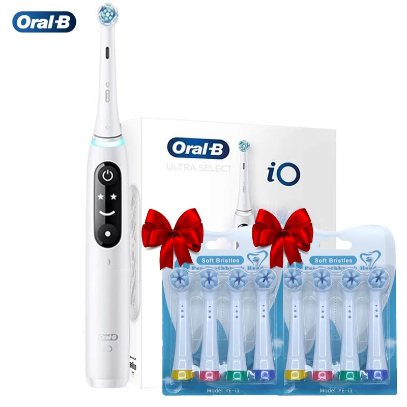 

Oral B iO7 Электрическая зубная щетка 3D Видимая перезаряжаемая зубная щетка 5 режимов очистки с дополнительными чистящими насадками Зарядка Дорожный футляр