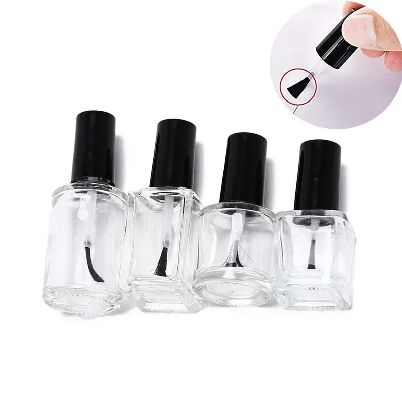 30 Stuks Lege 5 Ml/10 Ml/15 Ml Vierkante/Ronde Glazen Nagellak Flessen Met borstel Cap Hervulbare Containers Voor Nail Art Monsters Show