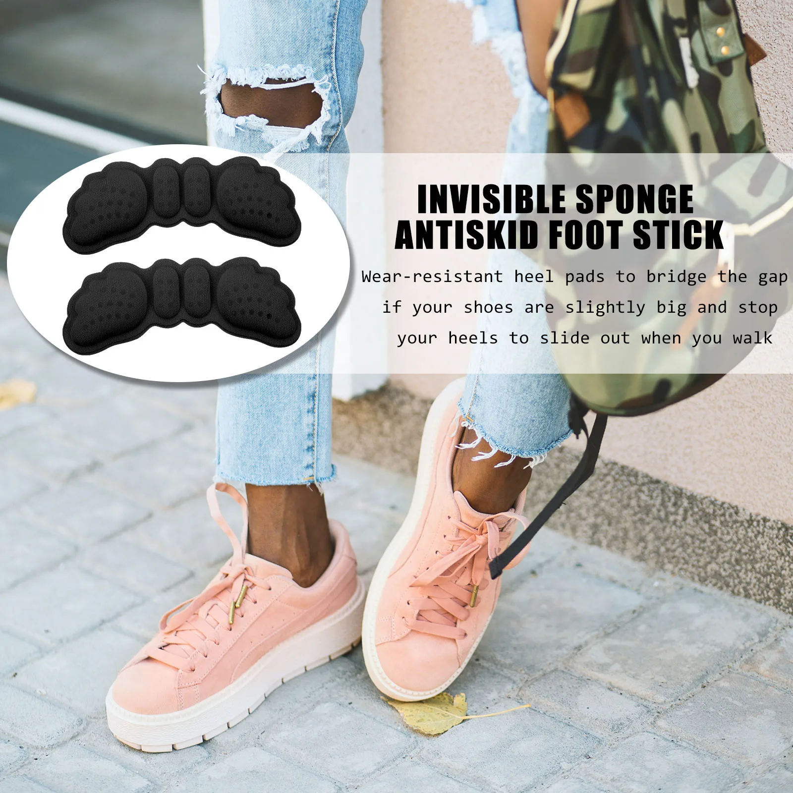 

5 Pairs Foot Pads Anti-slip Patch Anti-wear Heel Soft Insole Shoes Thick Black Cushion