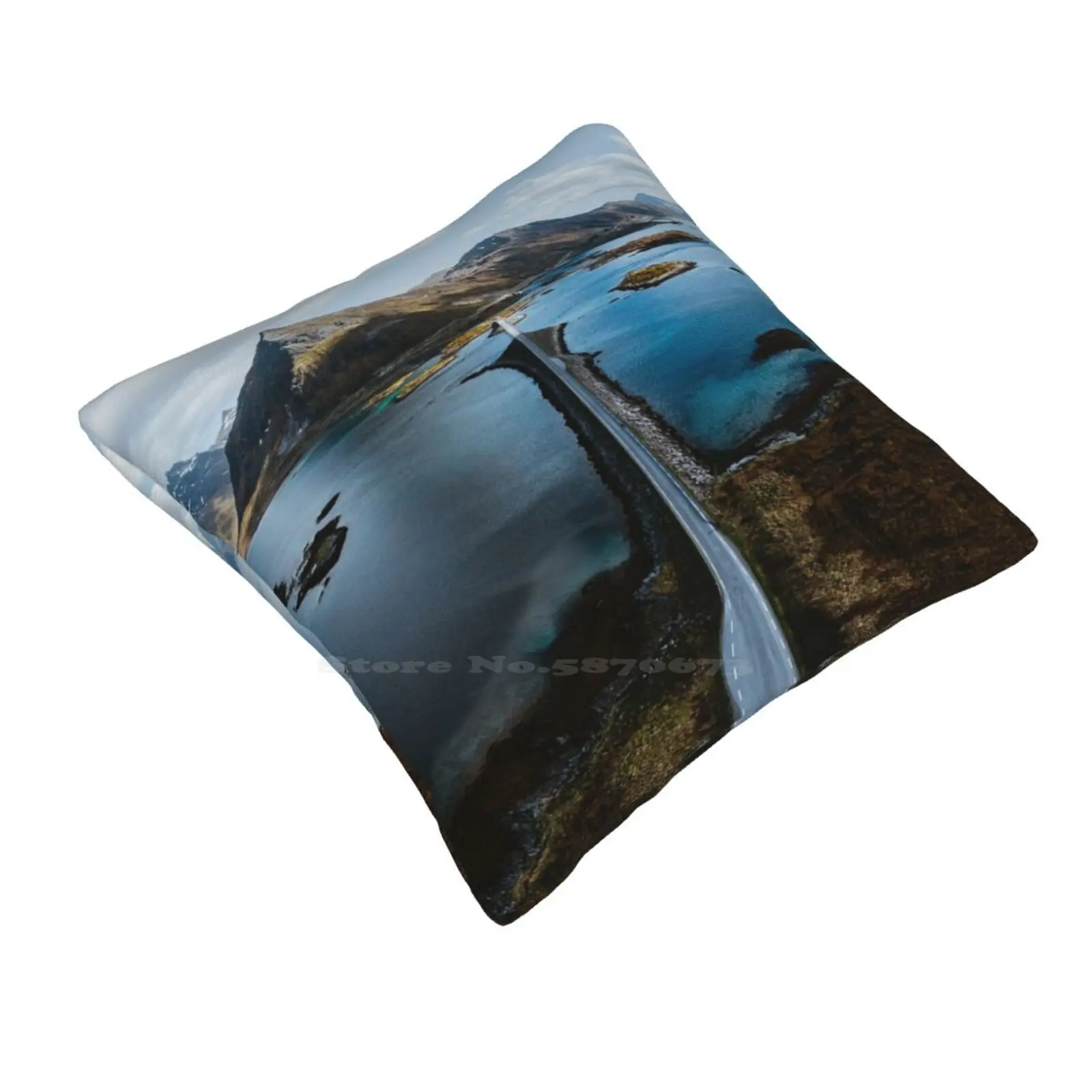 Lofoten Islands Soft Comfortable Pillowcase Norway Lofoten Norge North Scandinavia Drone Aerial View Bridge Road Fjord Mountain