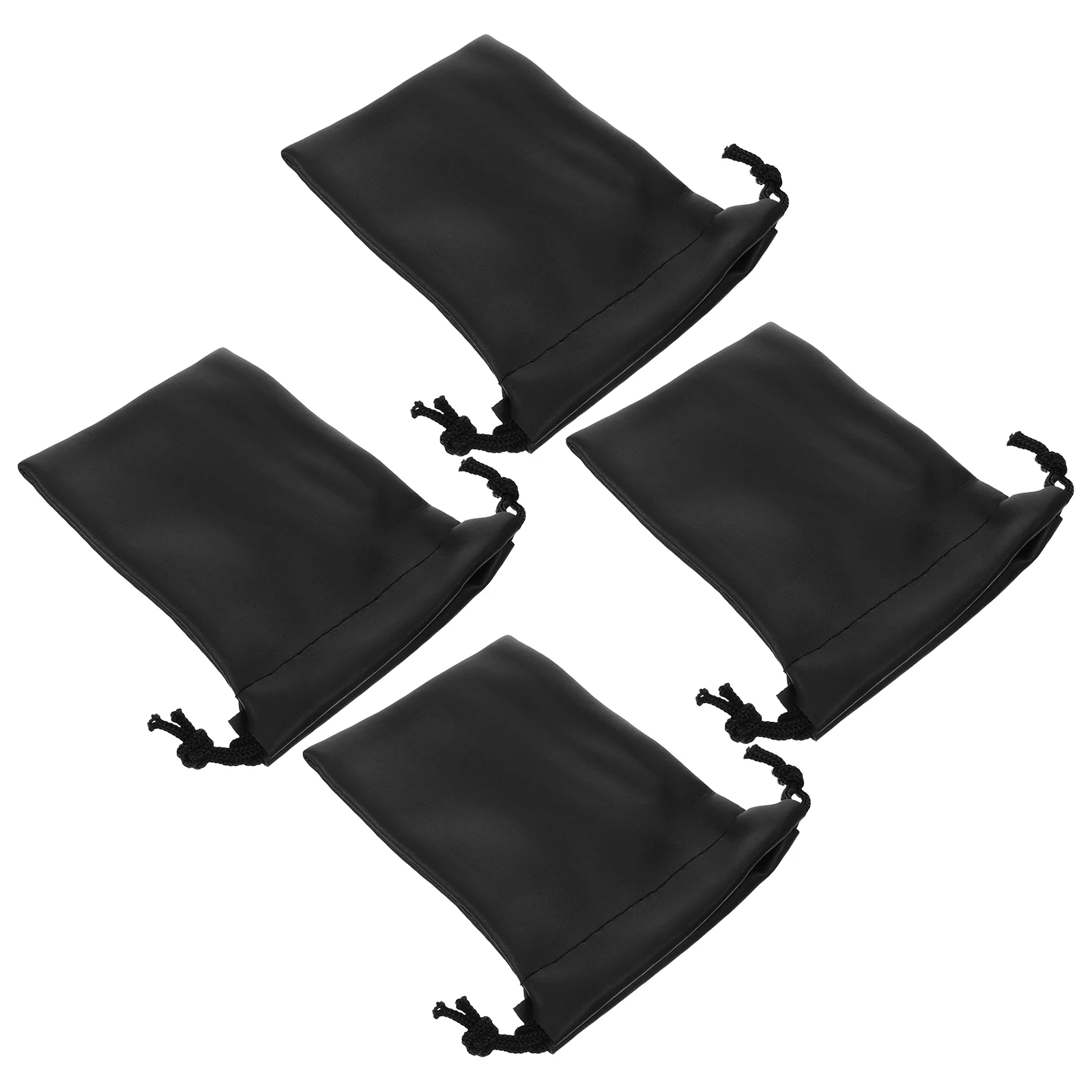 

4pcs Microphone Bag Portable Case Splashproof PU Drawstring Pouch Mini Size Mic Carrier Storage Organizer Travel
