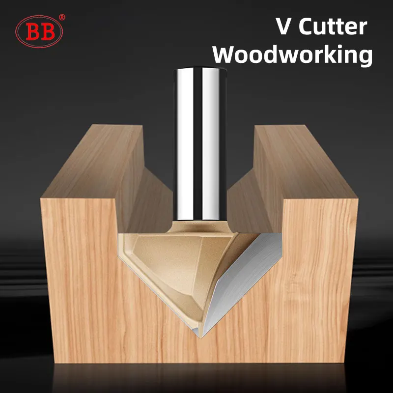 BB V Groove Slot Cutter Woodworking 60 90 120 Degree Chamfer Router Bit 1/4 1/2 Shank Diameter CNC Tools for Wood Engraving