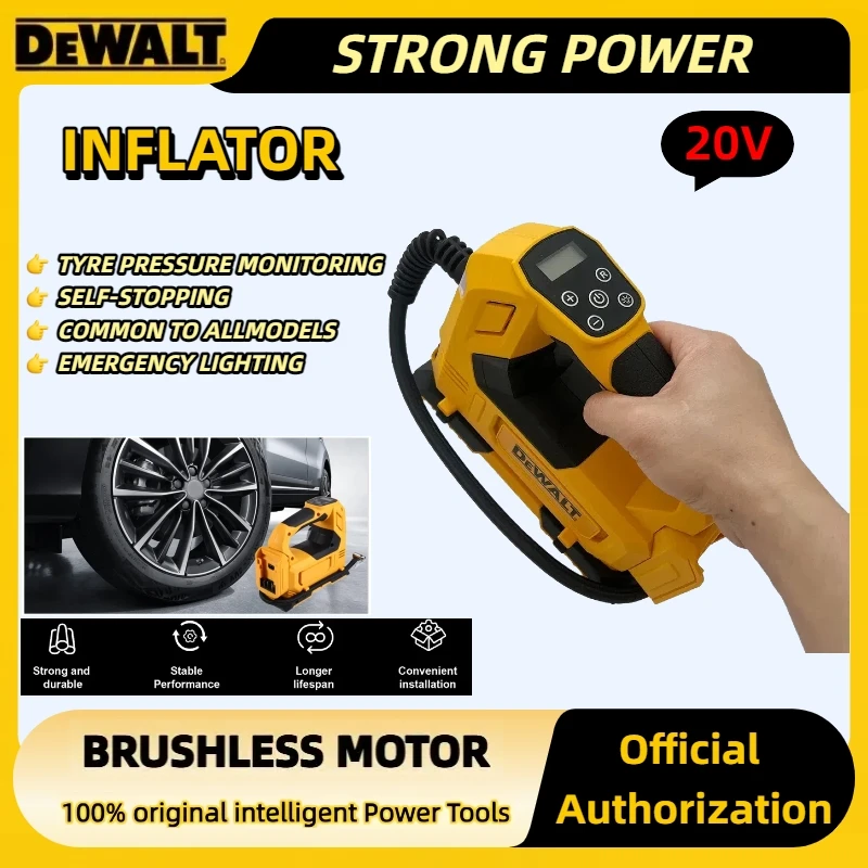 Dewalt Intelligente Elektrowerkzeuge, 20 V, bürstenlos, automatischer Akku-Inflator, elektrische Luftpumpe, Hand-Autoreifen-Luftkompressor