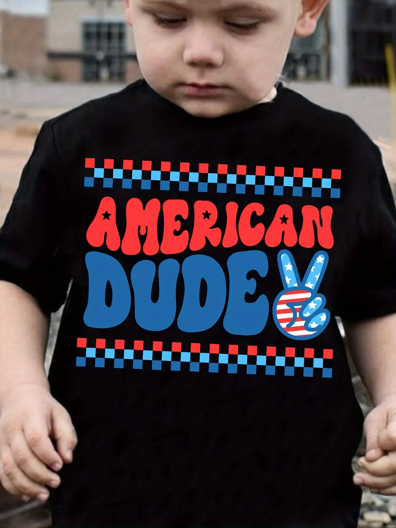 TX4087‑Boys‑Independence‑Day‑Letter‑Print‑Casual‑Versatile‑Trendy‑Summer‑Kids‑T‑Shirt
