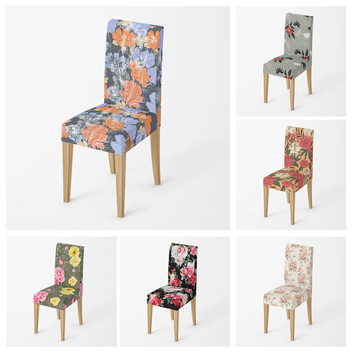 

1pcs Printed Chair Cover Washable Big Elastic Kitchen Chair Covers Stretch Seat Slipcovers For Dining Room Wedding seat covers
