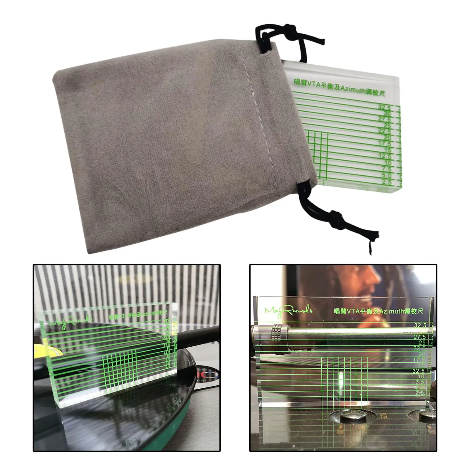 LP Tonearm VTA Cartridge Azimuth Alignment Ruler Headshell Block