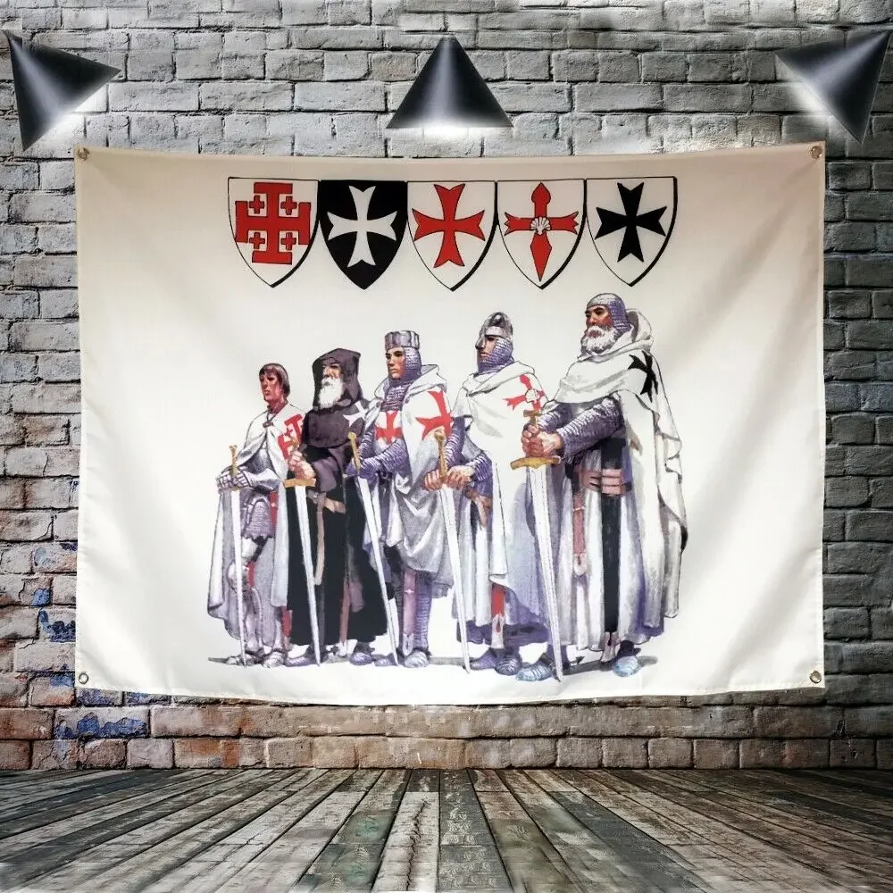 Knights Templar Armor Banners Flags Wall Sticker Crusader Posters Tapestry Living Room Decoration Canvas Painting Wall Hanging 9