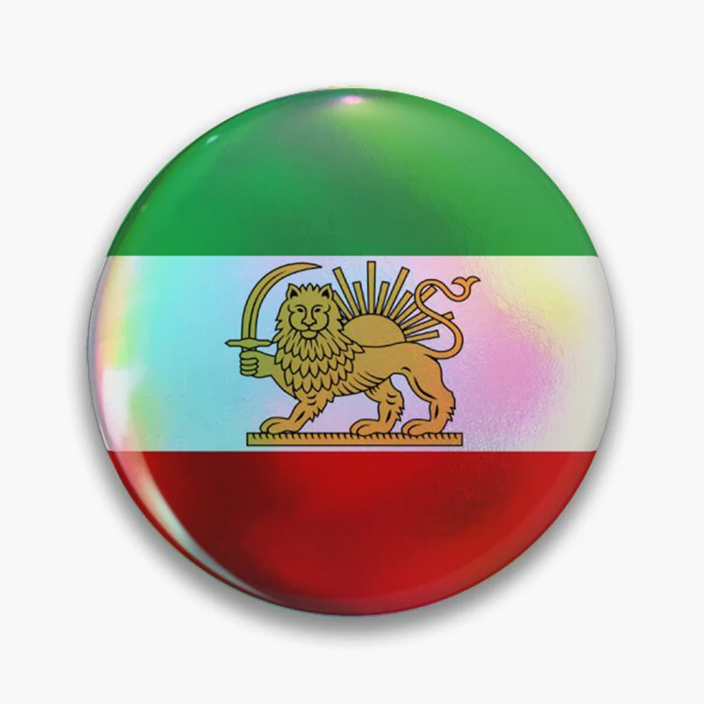 Flag of the Persian Empire Pin Holographic Star Heart Pin Brooches Laminated Button Fashion Accessory