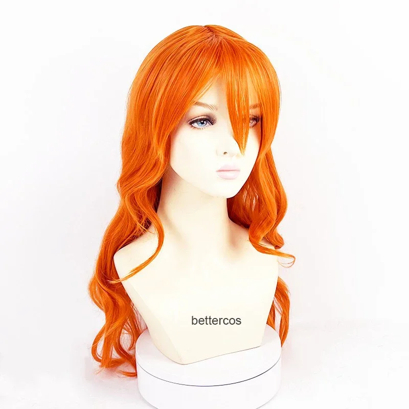 Nami Wig Cosplay Long Curly Wavy Adult Orange Heat Resistant Cosplay Wigs Anime Nami Women Girl Wigs Halloween Party Wigs