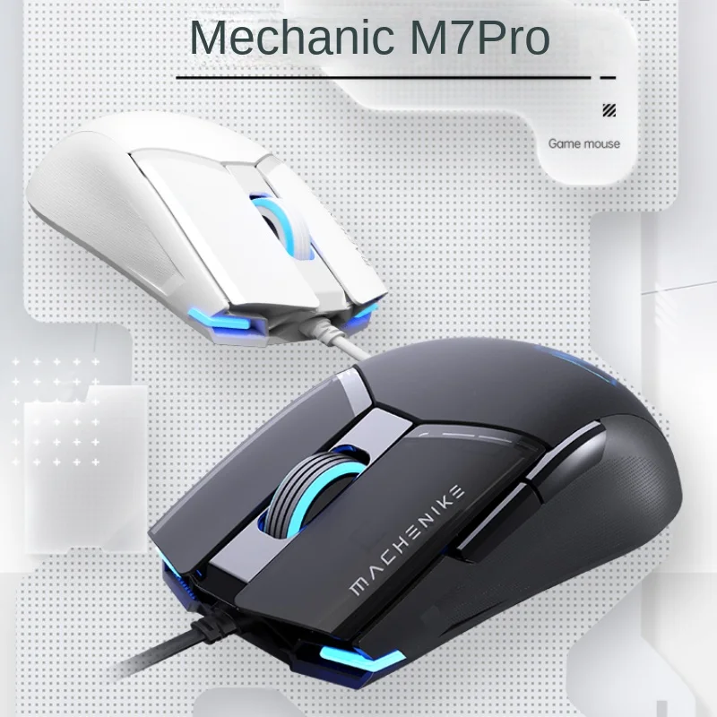 Mechanical M7 Pro Gaming Mouse USB Wired Mouse Ergonomic 12800DPI 7000FPS 6 Button 65g Lightweight RGB for Laptop PC Mouse Gamer