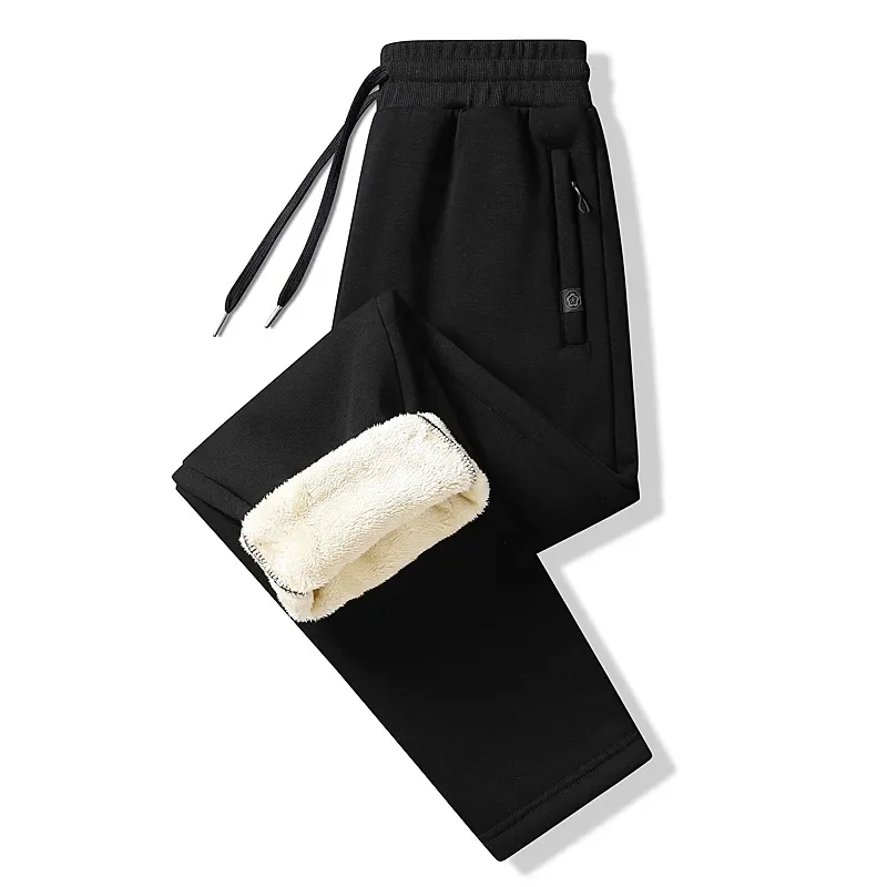 Winter Thickened Women Pants Long Warm Solid Color Straight Trousers Cold Resistance Ladies Plush Sports Long Drawstring Pant