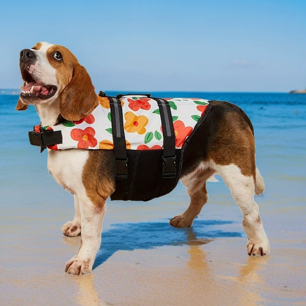 Dog Life Jacket Ripstop Reflective Pet Cats Swimming Vest with Buoyancy Durable Rescue Handle for Cat Small Medium Large Dogs view 5