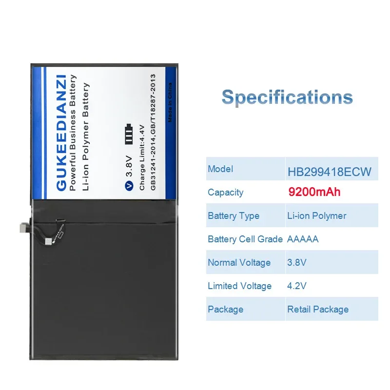 HB299418ECW /HB2994i8ECW Laptop Battery For Huawei MediaPad M5 CMR-W19 CMR-AL09 9200mAh High Capacity