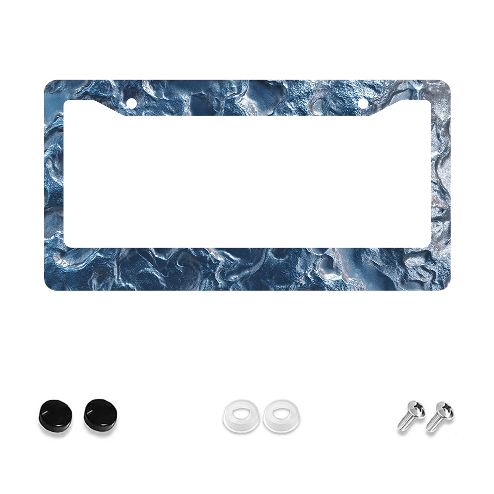 1 قطعة موجة المحيط الأزرق نمط 2 حفرة إطار لوحة الرخصة مادة الألومنيوم 6x12 بوصة مع طقم مسامير ربط الرجعية الجدة سيارة الديكور #1