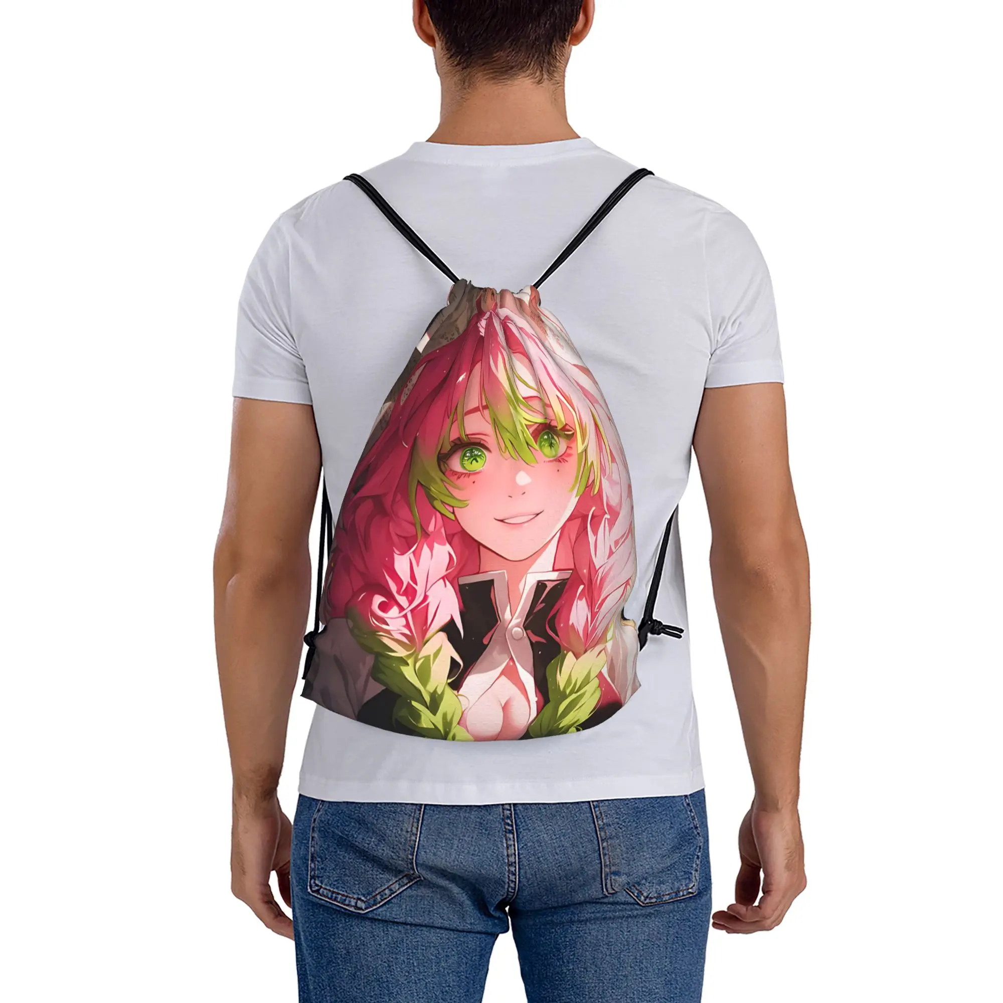 bag Pouch Demon Slayer shounen manga Drawstring Bags Travel Pouch Print Backpack Boy Girls School Shoe Bag view 6