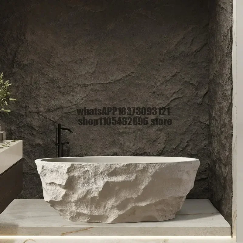 Integrated independent bathtub, stone pattern bathtub, heat insulation and easy cleaning, close to the body design