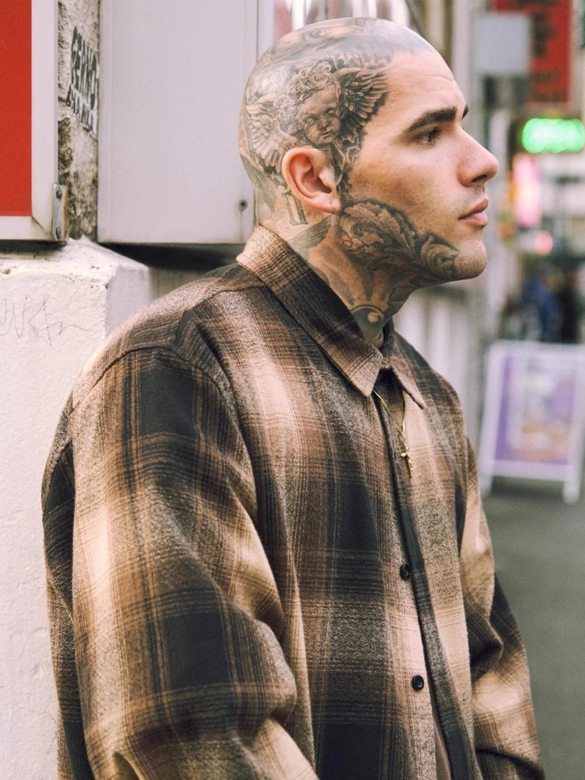 Califans West Coast Chicano Gang Plaid Shirt Men Loose Large Size American Hip Hop Retro Long Sleeve Polyester Cotton Blend