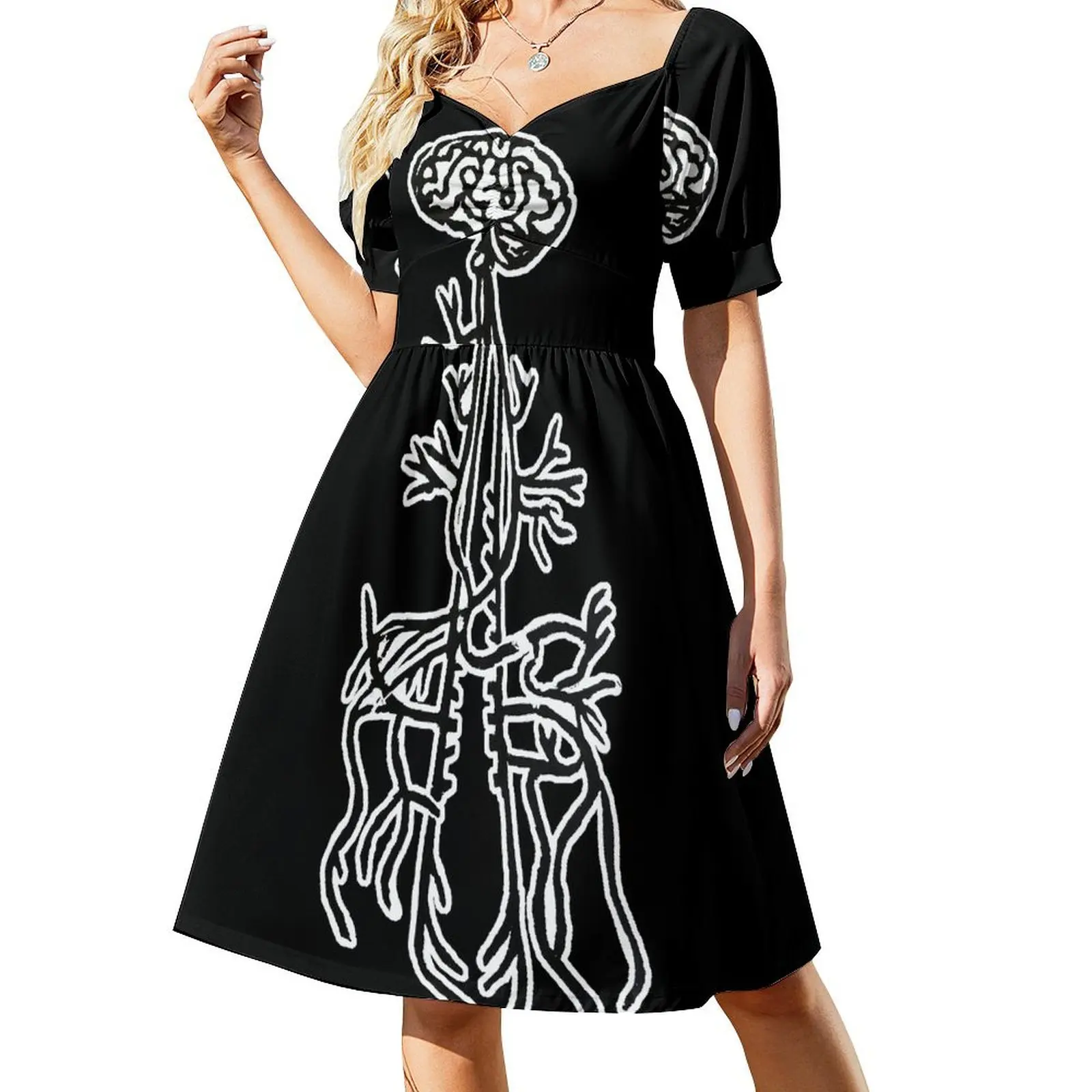 

woodblock nervous system Short-Sleeved Dress Dress vintage ladies dresses for special occasion Dress