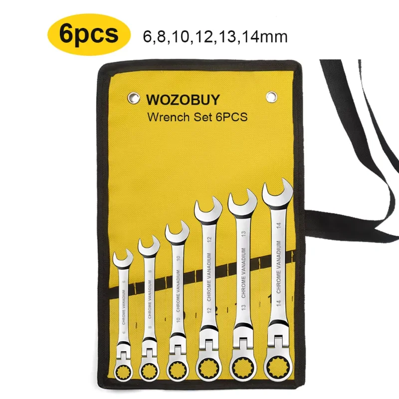 

Ratcheting Wrench Set,Combination Spanner kit, Chrome Vanadium Steel Hand Tools Socket Key Ratchet Wrench set with Canvas Bag