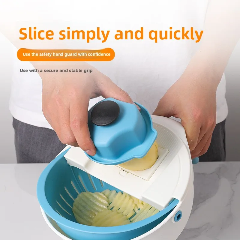 

Multifunctional vegetable cutting artifact Potato shredder Drain vegetable basket Double layer drain basket PlannerMulti-purpose