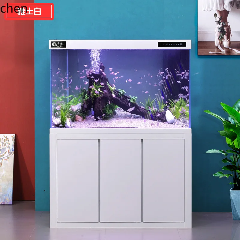 HT Ultra-clear Fish Tank Aquarium Living Room Floor-standing Screen Large Household No-water-change Bottom Filter
