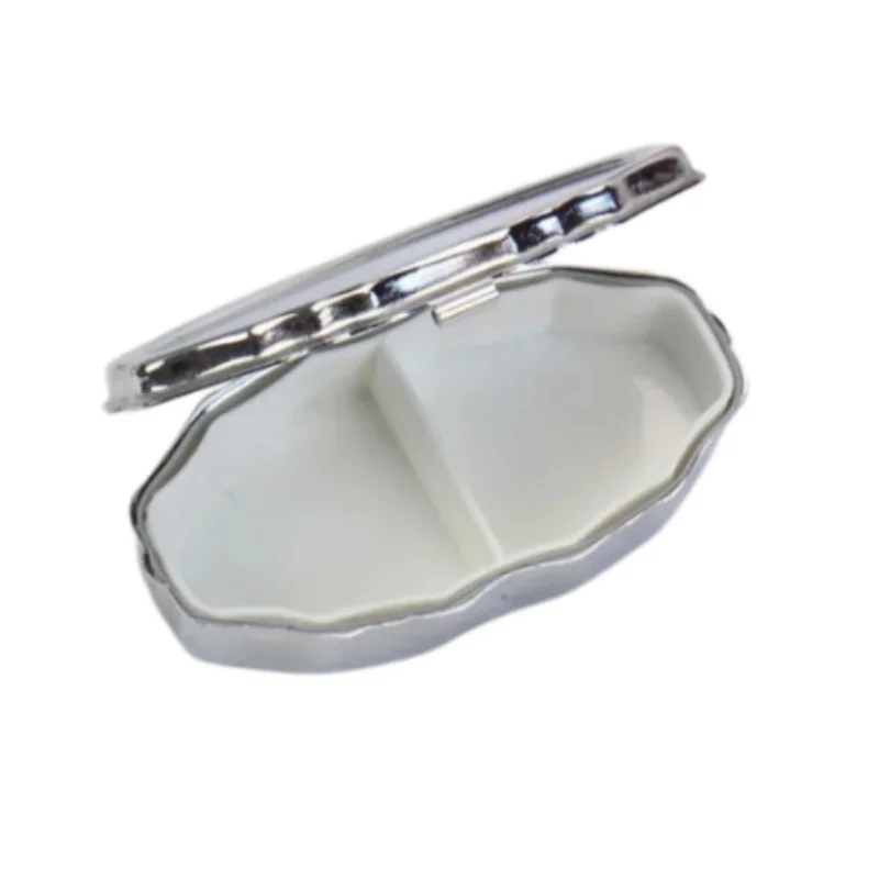 1PC Portable Jewelry Box Storage Box With 2 Compartments - Compact Travel Box, Elegant Metal Finish, Scratch-Resistant Interior