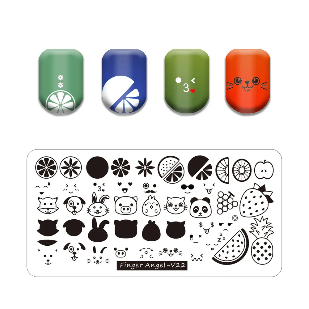 Palm Leaf Nail Stamping Plate Flower Stripe Nail Stamp Templates Leaves Floral Printing Stencil Line Lace Letter Skull Poker