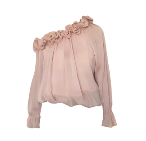 Jesienna bluzka plus size z trójwymiarowymi kwiatami, seksownym dekoltem typu slash neck, francuska, delikatna, z długim rękawem, różowa, odmładzająca bluzka dla dziewczyny.