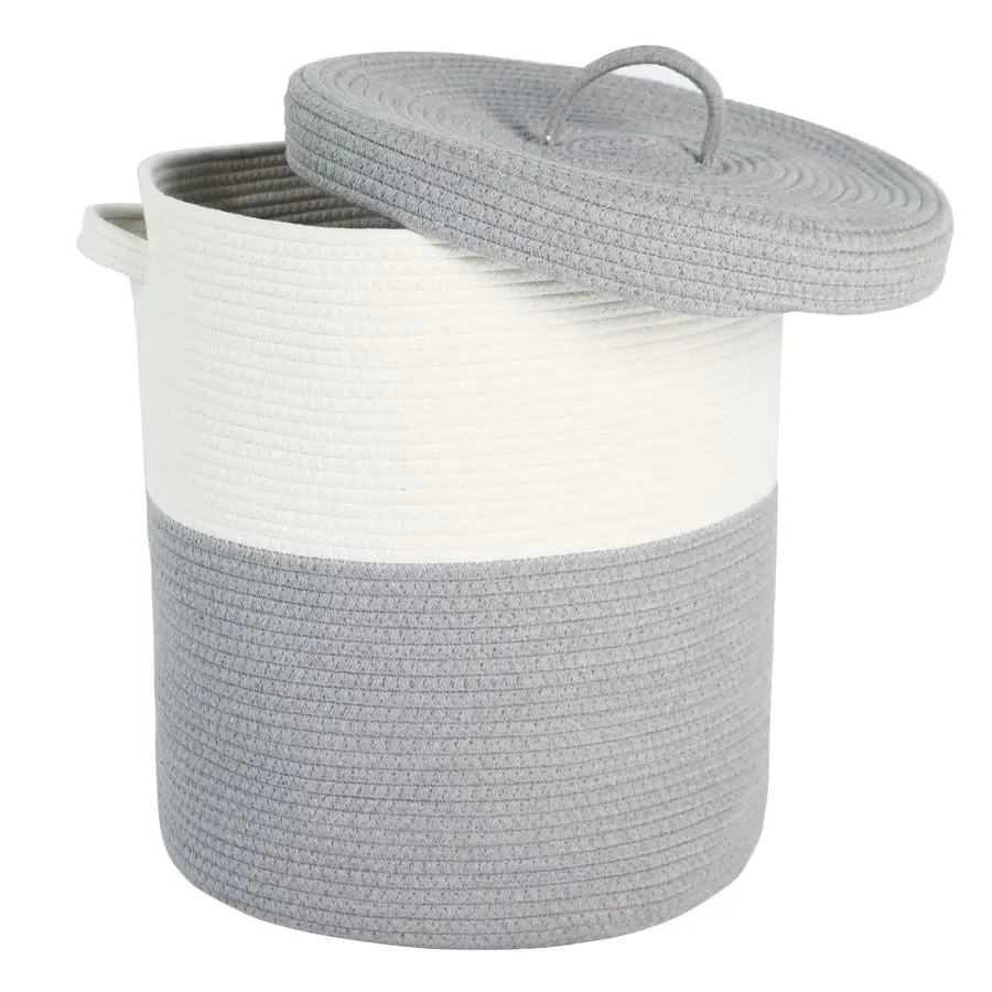 

Storage Basket with Lid 60L, 16Wx18H Woven Laundry Hamper Basket with Handle, Room Decor Cotton Rope Wicker Basket Toy Organizer