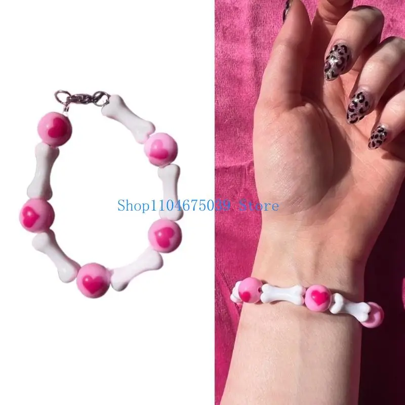 5ASD Love Love Trendy Round Bead Bone Bracelet Wristchain Alemble Length Handchain Associate لعشاق الموضة #1