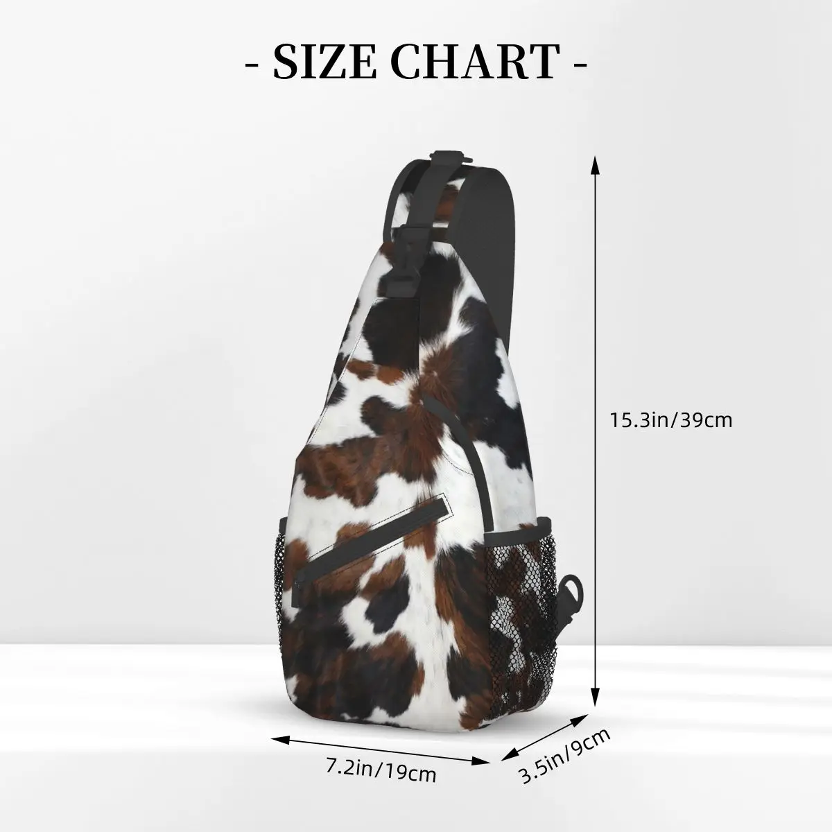 Cowhide Tan Texture Crossbody Sling Bags Small Chest Bag Animal Fur Leopard Shoulder Backpack Daypack Hiking Travel Bookbag