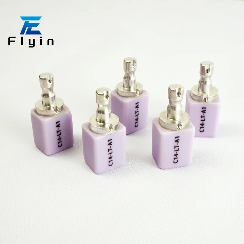 CAD CAM Milling Cutting C14 HT/LT lithium disilicate ceramic Flyin 5PCS Lithium Disilicate For Dental Lab