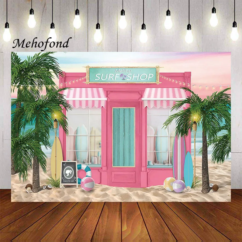 

Mehofond Photography Background Summer Beach Surf Shop Palm Tree Seaside Girl Birthday Party Portrait Decor Photo Backdrop Studi