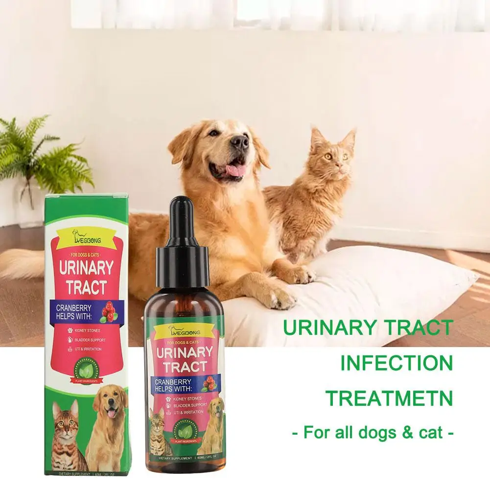 60ml Powerful Cat Bladder Drops For Urinary Tract Care Multifunction Cranberry Dog Cat UTI Treatment N3J4