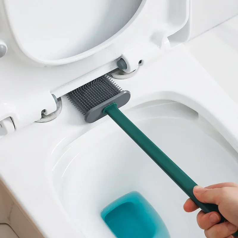 Bathroom Toilet Brush No Dead Ends Cleaning Brush Silicone Soft TPR Brush Head Water Leak Proof with Base Modern WC Accessories