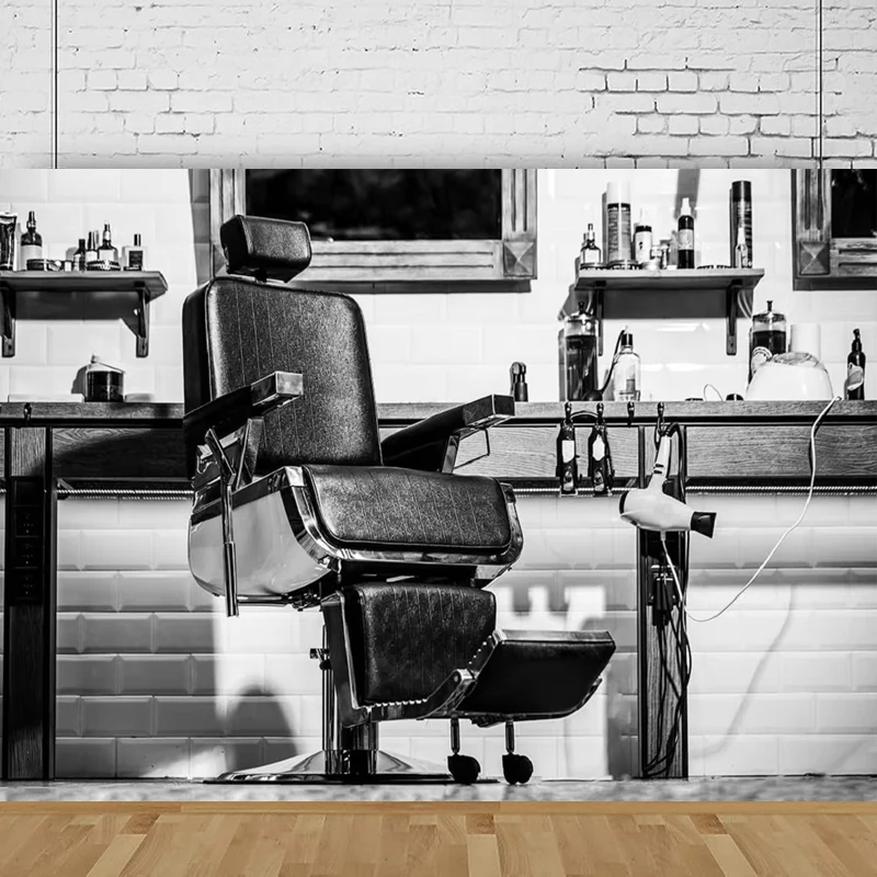 Photography Backdrop Barber Chair For Hair Salon Hairstylist Haircut Shaving Chair Vintage Barber Shop Interior Decor Background