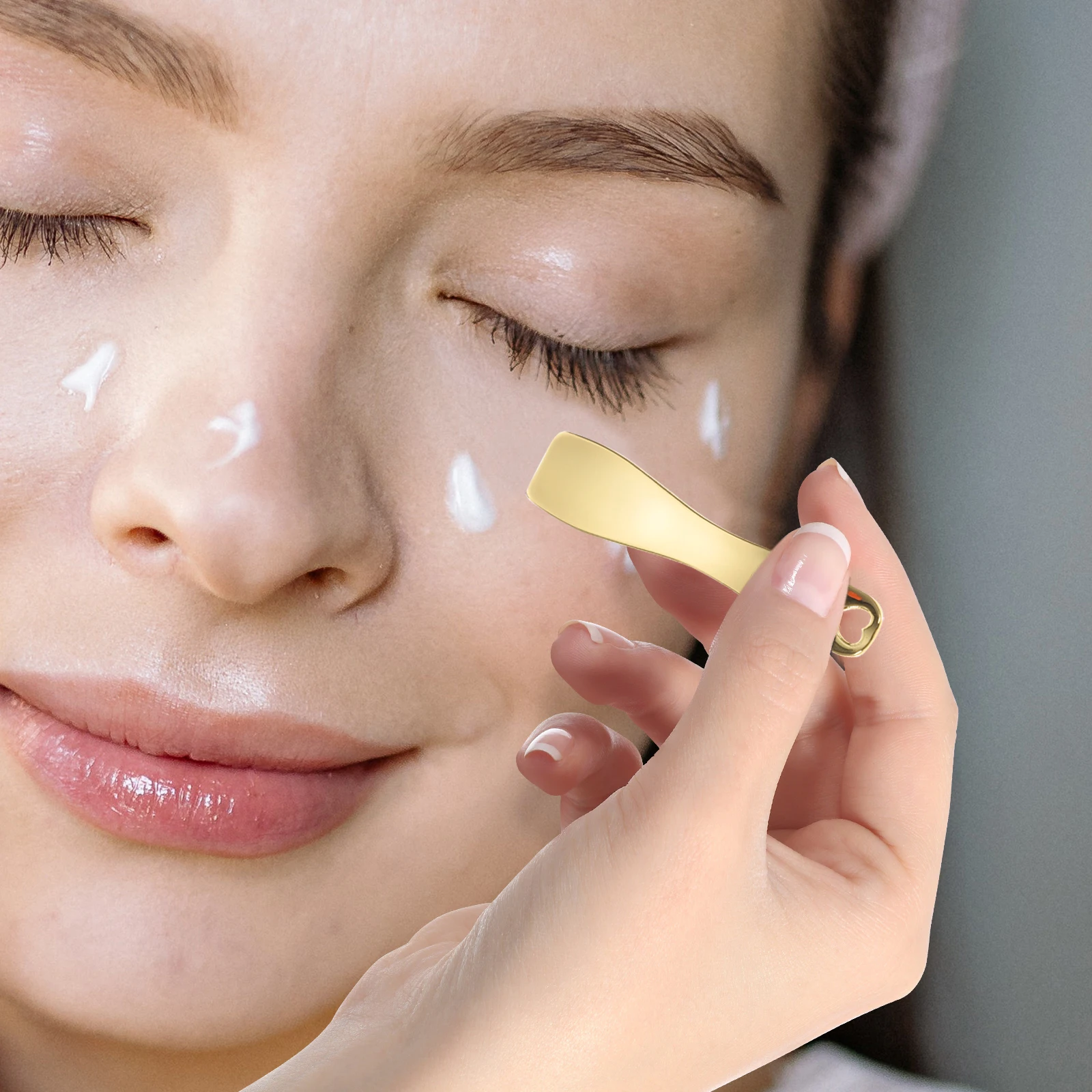 

Zinc Alloy Eye Massage Tool Cream Spatula Spoon Compact Portable Long Lasting Quality Promotes Circulation Relief Fatigue Makeup