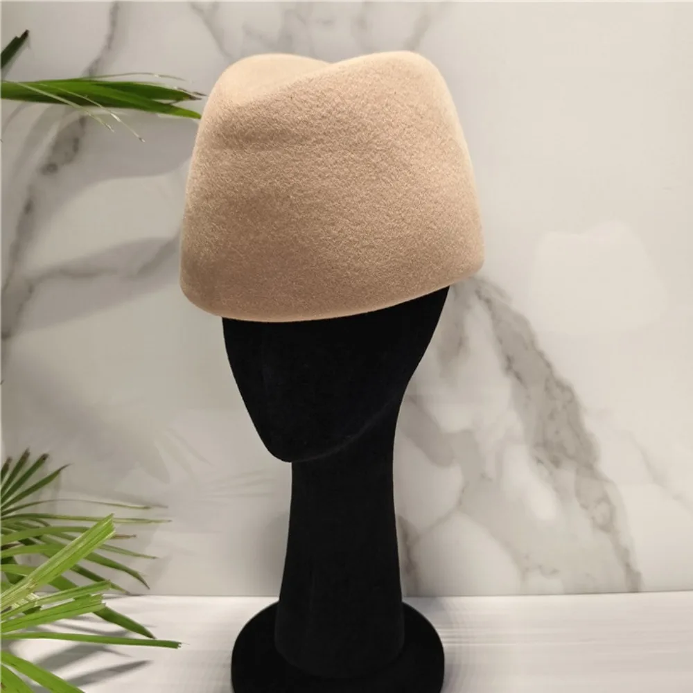 Fashion Elegant Russia Pillbox Hat Fedoras Teardrop Beret Hat Air Hostess Solid Color Medicine Box Hat Fashion Show