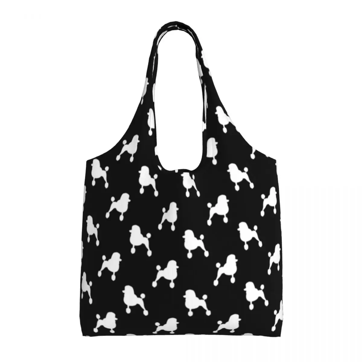 Cute Dog Print Shopping Bag Standard Poodle Silhouette Bulk Stylish Handbag Cloth School Woman Bags