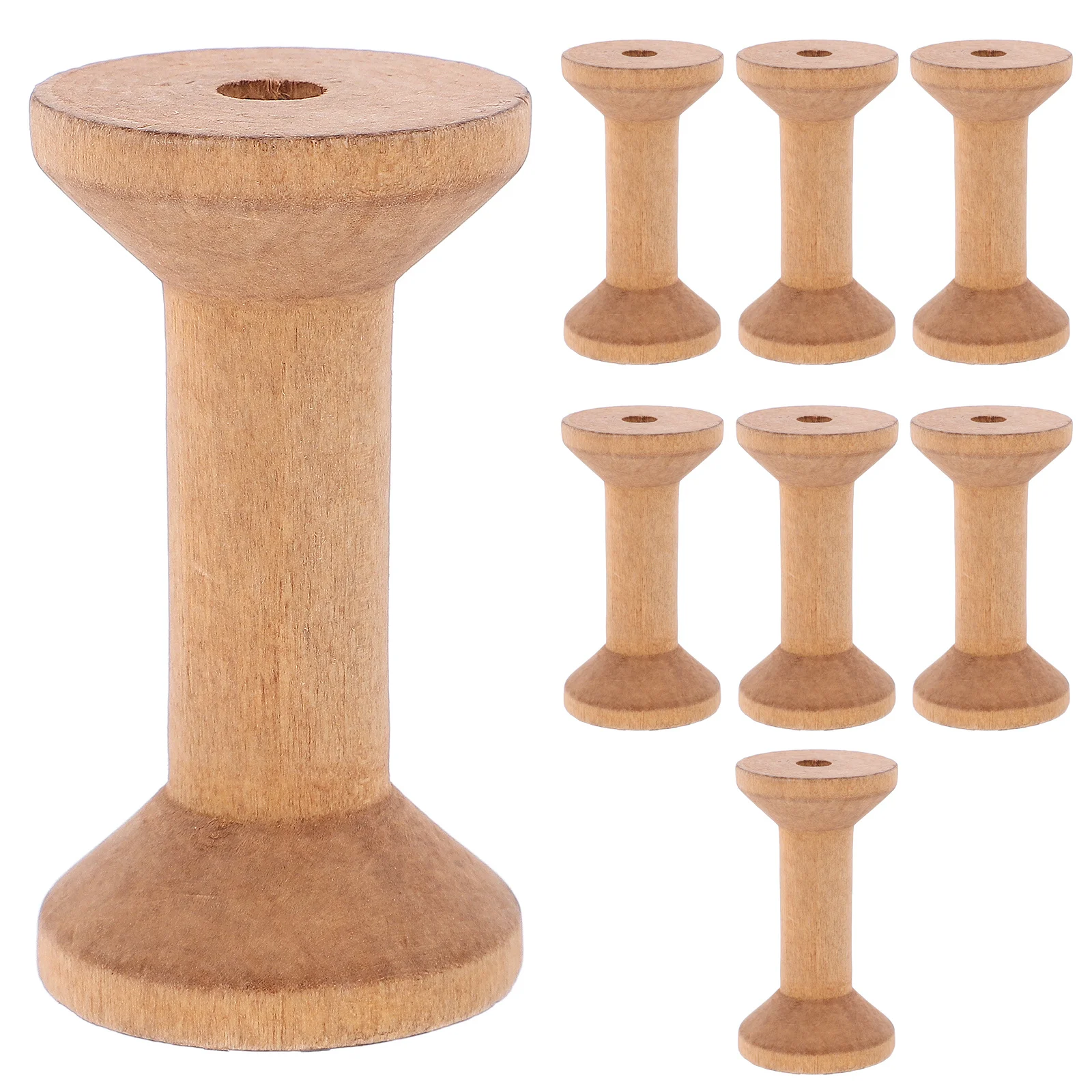 

8Pcs Wooden Craft Spools Empty Bobbin for Sewing Embroidery Thread Ribbon Cord Roll 70x40mm Wire Weaving Holder