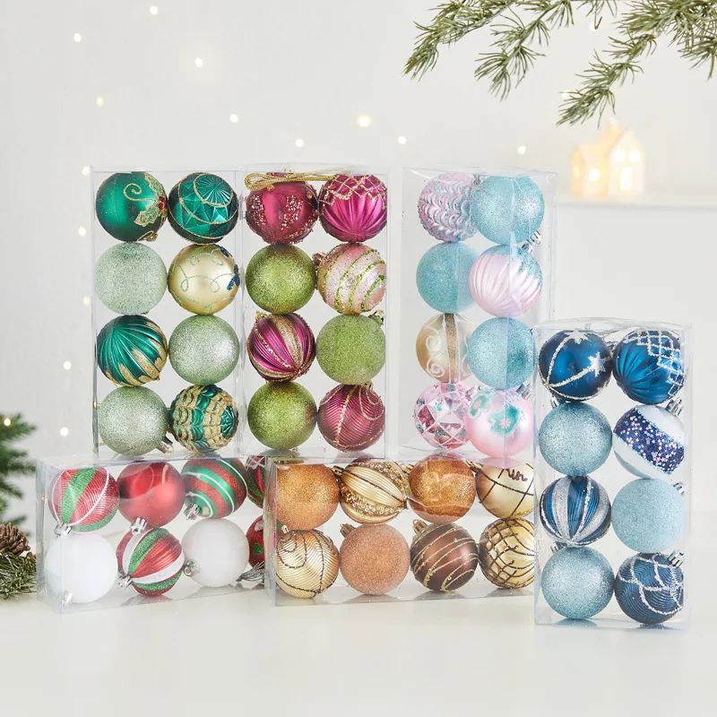 

6cm 8Pcs Christmas Decoration Painted Light-up Balls Christmas Tree Accessories Set Mall Scene Layout Hangings